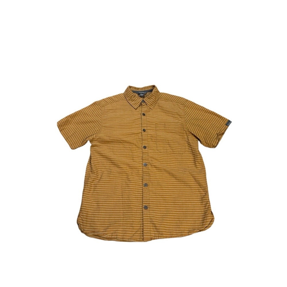 Cloudveil Short Sleeve Button Down Yellow and White Plaid Size Small Outdoor